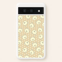 Cream Teddy Bears And Dots Pattern  - Clean Girl Aesthetic Phone Case for Google Pixel 8