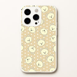 Cream Teddy Bears And Dots Pattern  - Clean Girl Aesthetic Phone Case for iPhone 15 Pro Max