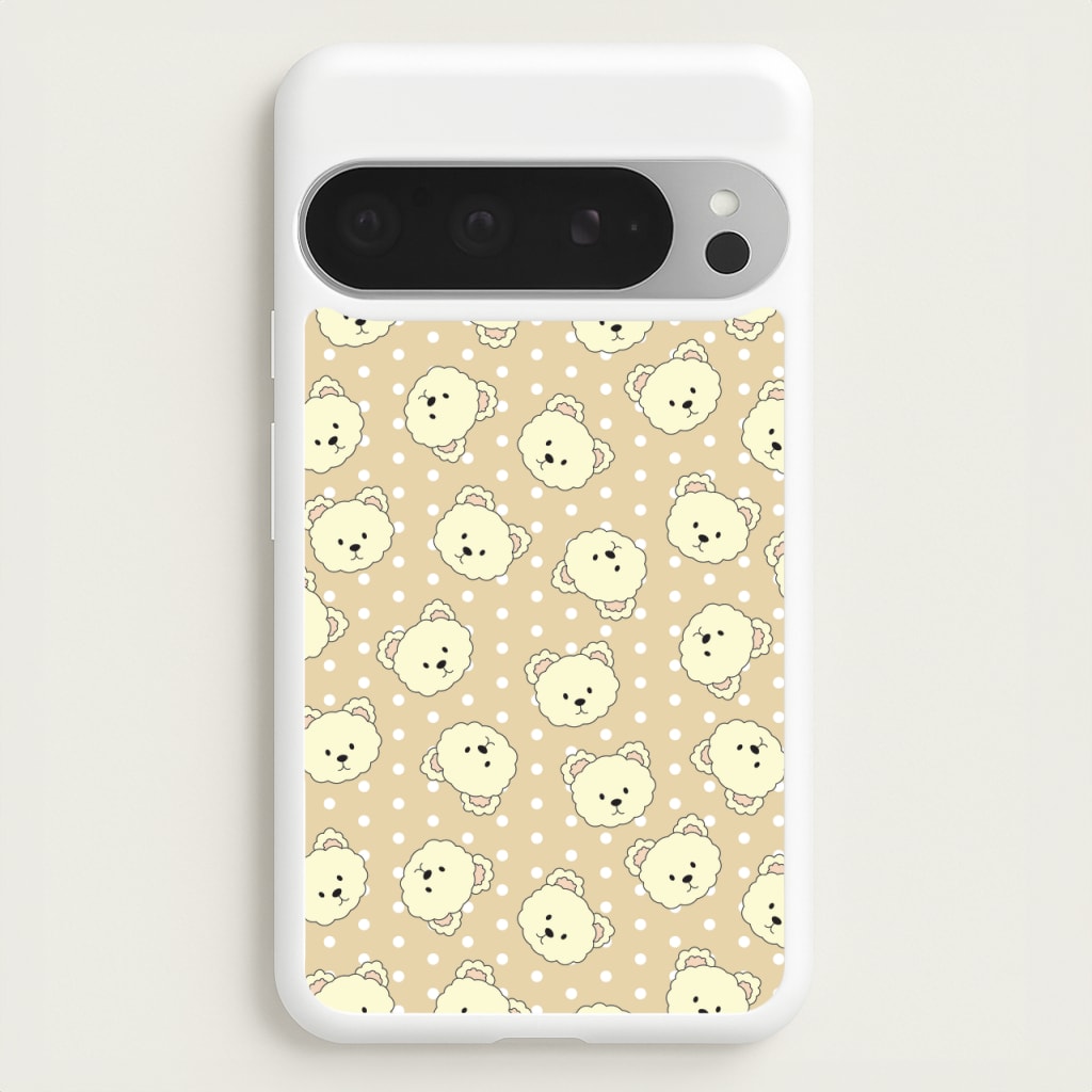 Cream Teddy Bears And Dots Pattern  - Clean Girl Aesthetic Phone Case for Google Pixel 9 Pro XL