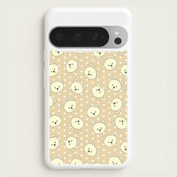 Cream Teddy Bears And Dots Pattern  - Clean Girl Aesthetic Phone Case for Google Pixel 9 Pro XL