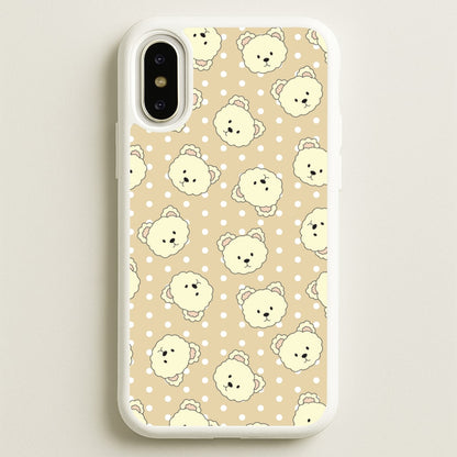 Cream Teddy Bears And Dots Pattern  - Clean Girl Aesthetic Phone Case for iPhone X / XS