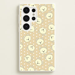 Cream Teddy Bears And Dots Pattern  - Clean Girl Aesthetic Phone Case for Galaxy S25 Ultra