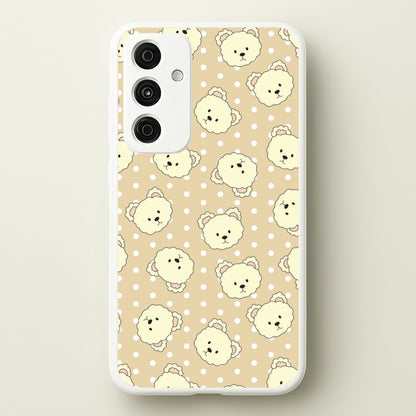 Cream Teddy Bears And Dots Pattern  - Clean Girl Aesthetic Phone Case for Galaxy A35