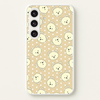Cream Teddy Bears And Dots Pattern  - Clean Girl Aesthetic Phone Case for Galaxy S24FE