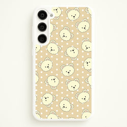 Cream Teddy Bears And Dots Pattern  - Clean Girl Aesthetic Phone Case for Galaxy S23