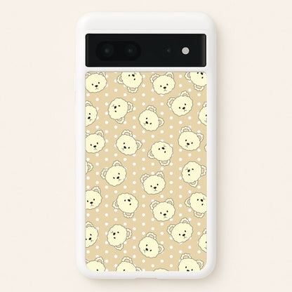 Cream Teddy Bears And Dots Pattern  - Clean Girl Aesthetic Phone Case for Google Pixel 7