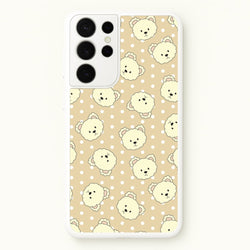 Cream Teddy Bears And Dots Pattern  - Clean Girl Aesthetic Phone Case for Galaxy S21 Ultra