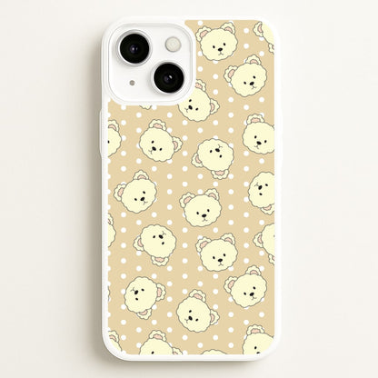 Cream Teddy Bears And Dots Pattern  - Clean Girl Aesthetic Phone Case for iPhone 13