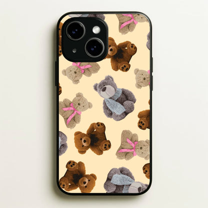 Assortment Of Teddies Pattern  - Clean Girl Aesthetic Phone Case for iPhone 15