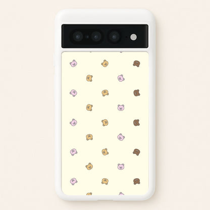 Miniature Teddy Bear Faces Pattern  - Clean Girl Aesthetic Phone Case for Google Pixel 7 Pro