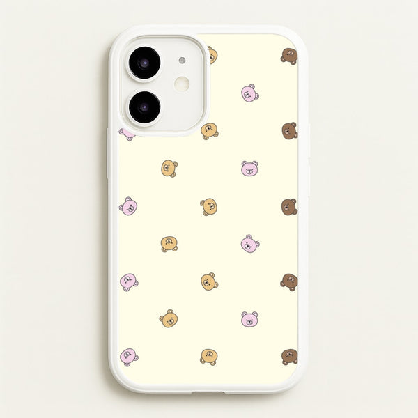 Miniature Teddy Bear Faces Pattern  - Clean Girl Aesthetic Phone Case for iPhone 12 / 12 Pro