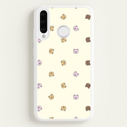 Miniature Teddy Bear Faces Pattern  - Clean Girl Aesthetic Phone Case for Huawei P30 Lite