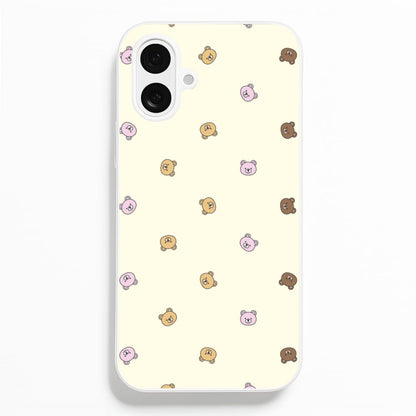 Miniature Teddy Bear Faces Pattern  - Clean Girl Aesthetic Phone Case for iPhone 16 Plus