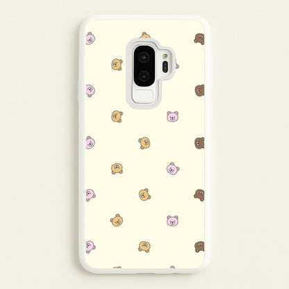 Miniature Teddy Bear Faces Pattern  - Clean Girl Aesthetic Phone Case for Galaxy S9 Plus