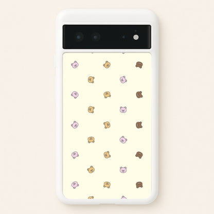 Miniature Teddy Bear Faces Pattern  - Clean Girl Aesthetic Phone Case for Google Pixel 6