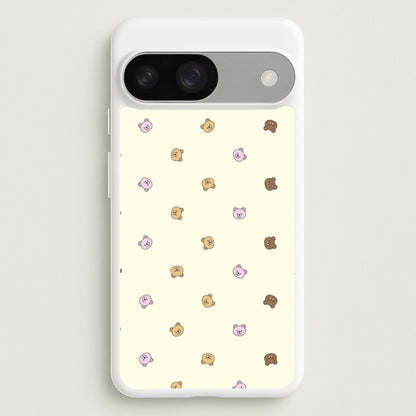 Miniature Teddy Bear Faces Pattern  - Clean Girl Aesthetic Phone Case for Google Pixel 9 / 9 Pro