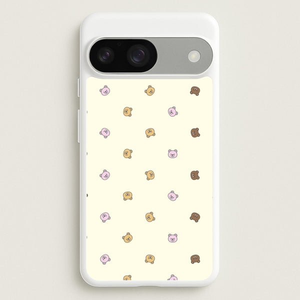 Miniature Teddy Bear Faces Pattern  - Clean Girl Aesthetic Phone Case for Google Pixel 9 / 9 Pro