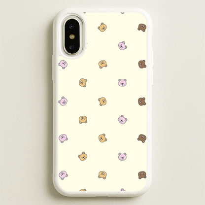 Miniature Teddy Bear Faces Pattern  - Clean Girl Aesthetic Phone Case for iPhone X / XS