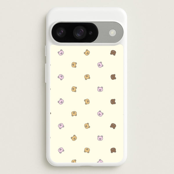 Miniature Teddy Bear Faces Pattern Phone Case for Google Pixel 10 / 10 Pro