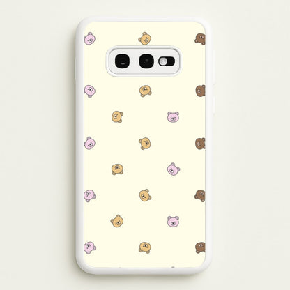 Miniature Teddy Bear Faces Pattern  - Clean Girl Aesthetic Phone Case for Galaxy S10e