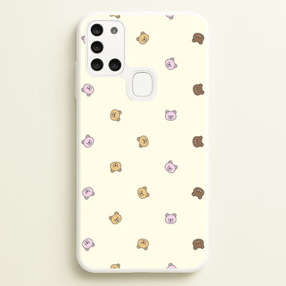 Miniature Teddy Bear Faces Pattern  - Clean Girl Aesthetic Phone Case for Galaxy A21s