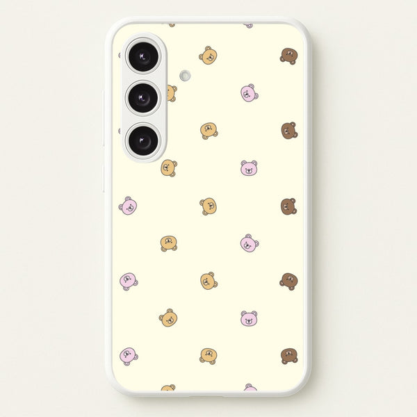 Miniature Teddy Bear Faces Pattern  - Clean Girl Aesthetic Phone Case for Galaxy S25