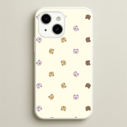 Miniature Teddy Bear Faces Pattern  - Clean Girl Aesthetic Phone Case for iPhone 14