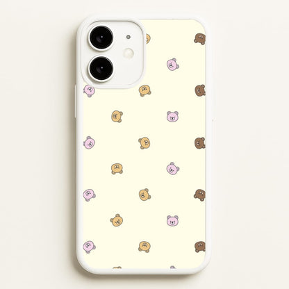 Miniature Teddy Bear Faces Pattern  - Clean Girl Aesthetic Phone Case for iPhone 11