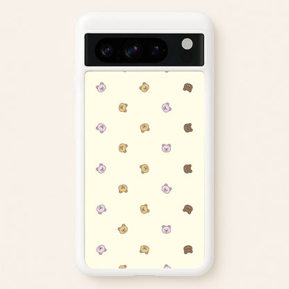 Miniature Teddy Bear Faces Pattern  - Clean Girl Aesthetic Phone Case for Google Pixel 8 Pro