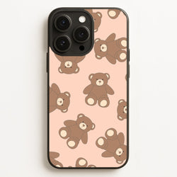 Cartoon Brown Bear Pattern  - Clean Girl Aesthetic Phone Case for iPhone 16 Pro Max