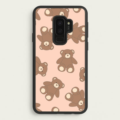 Cartoon Brown Bear Pattern  - Clean Girl Aesthetic Phone Case for Galaxy S9 Plus