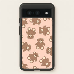 Cartoon Brown Bear Pattern  - Clean Girl Aesthetic Phone Case for Google Pixel 8