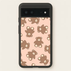 Cartoon Brown Bear Pattern  - Clean Girl Aesthetic Phone Case for Google Pixel 7