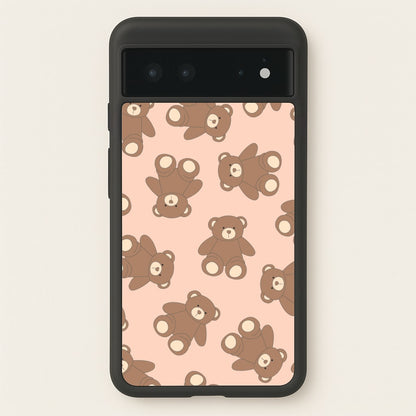 Cartoon Brown Bear Pattern  - Clean Girl Aesthetic Phone Case for Google Pixel 6