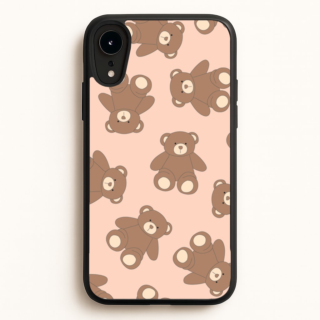Cartoon Brown Bear Pattern  - Clean Girl Aesthetic Phone Case for iPhone XR