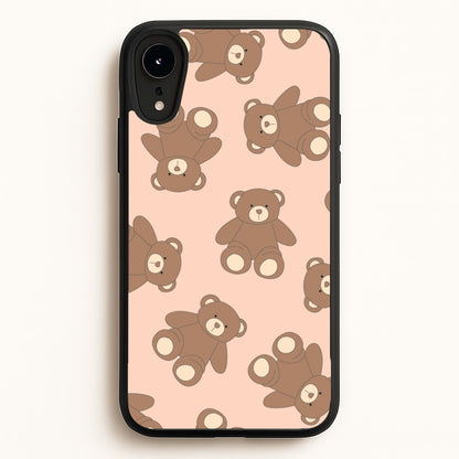 Cartoon Brown Bear Pattern  - Clean Girl Aesthetic Phone Case for iPhone XR
