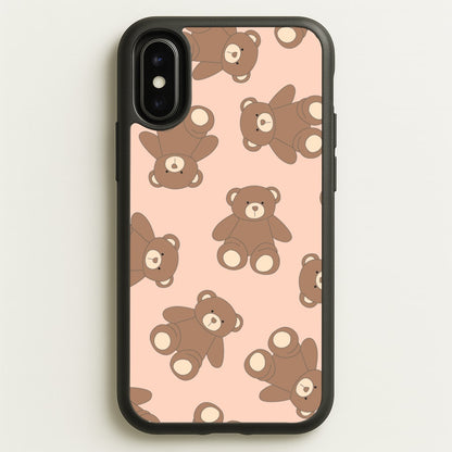Cartoon Brown Bear Pattern  - Clean Girl Aesthetic Phone Case for iPhone X / XS