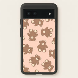 Cartoon Brown Bear Pattern  - Clean Girl Aesthetic Phone Case for Google Pixel 6a