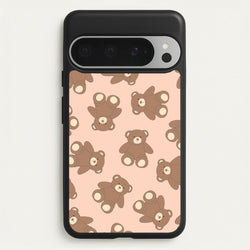 Cartoon Brown Bear Pattern  - Clean Girl Aesthetic Phone Case for Google Pixel 9 Pro XL