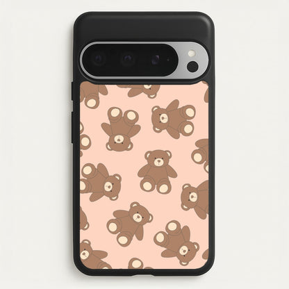 Cartoon Brown Bear Pattern  - Clean Girl Aesthetic Phone Case for Google Pixel 9 Pro XL