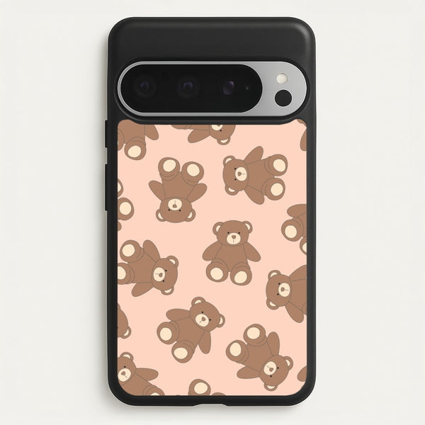 Cartoon Brown Bear Pattern  - Clean Girl Aesthetic Phone Case for Google Pixel 9 Pro XL