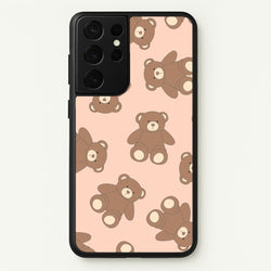 Cartoon Brown Bear Pattern  - Clean Girl Aesthetic Phone Case for Galaxy S21 Ultra