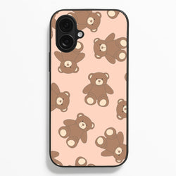 Cartoon Brown Bear Pattern  - Clean Girl Aesthetic Phone Case for iPhone 16 Plus