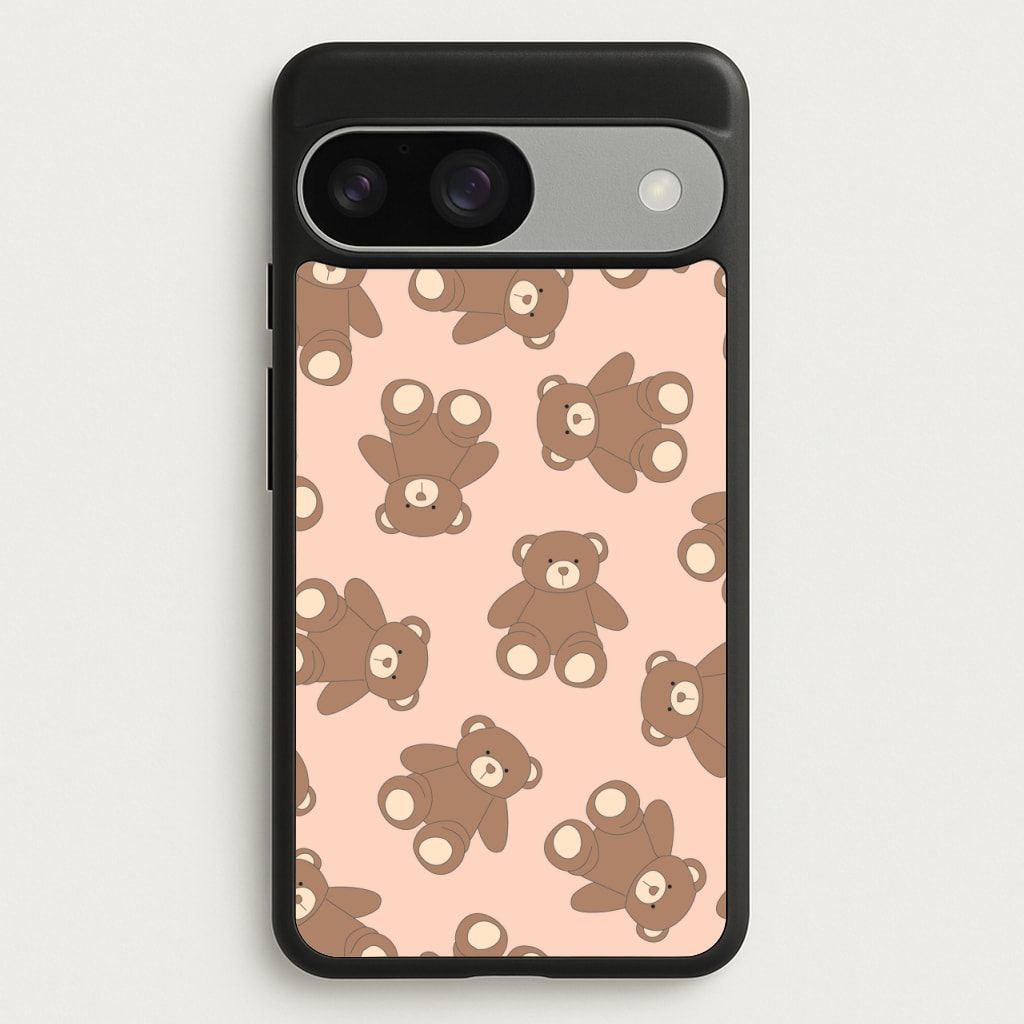 Cartoon Brown Bear Pattern  - Clean Girl Aesthetic Phone Case for Google Pixel 9 / 9 Pro