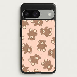 Cartoon Brown Bear Pattern  - Clean Girl Aesthetic Phone Case for Google Pixel 9 / 9 Pro