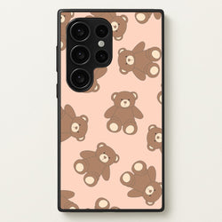 Cartoon Brown Bear Pattern  - Clean Girl Aesthetic Phone Case for Galaxy S24 Ultra