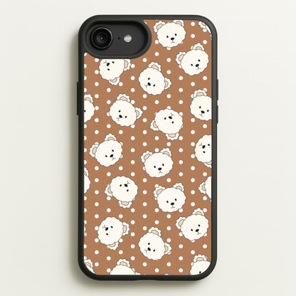 Cream Teddy Bears And Dots Pattern 2  - Clean Girl Aesthetic Phone Case for iPhone 6 Plus / 7 Plus / 8 Plus
