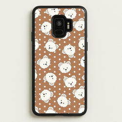 Cream Teddy Bears And Dots Pattern 2  - Clean Girl Aesthetic Phone Case for Galaxy S9