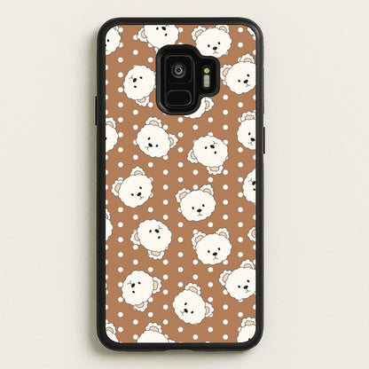 Cream Teddy Bears And Dots Pattern 2  - Clean Girl Aesthetic Phone Case for Galaxy S9