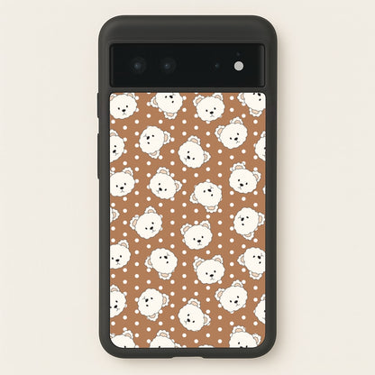 Cream Teddy Bears And Dots Pattern 2  - Clean Girl Aesthetic Phone Case for Google Pixel 6